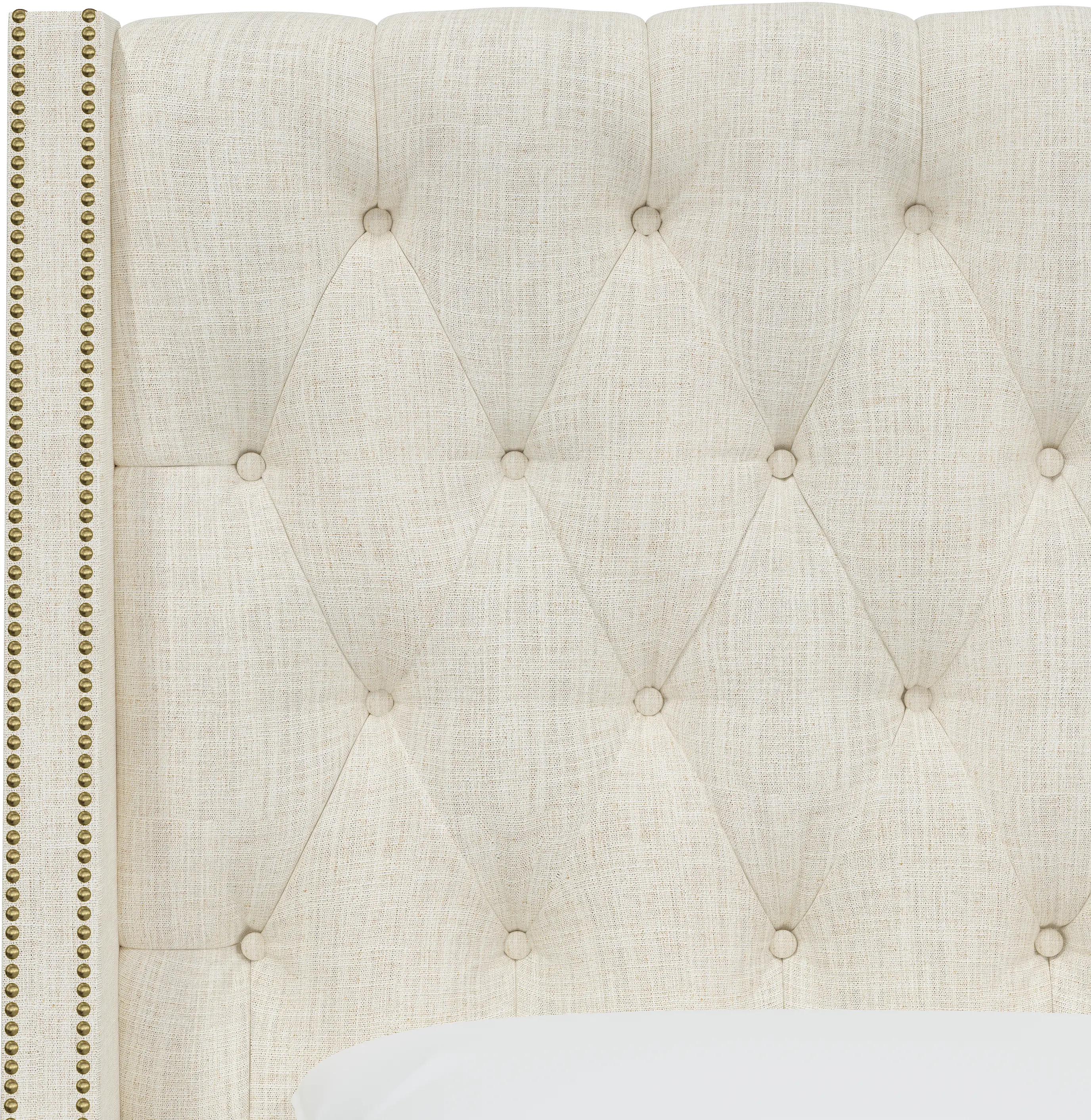 Riley Cream Tufted Wingback Twin Headboard - Skyline Furniture