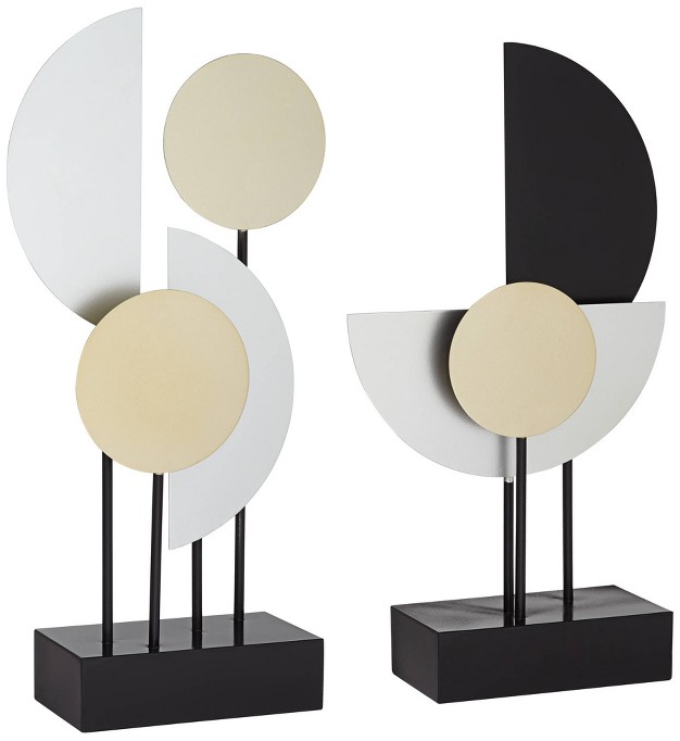 Studio 55d Forster Gold Silver Geometric Sculptures Set Of 2