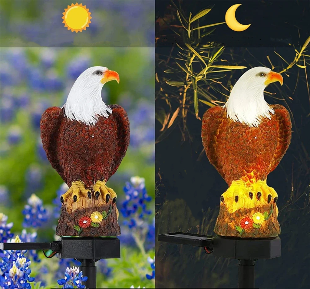 (Last Day Promotion-SAVE 65% OFF)Resin Eagle Solar Power Waterproof LED Warm Lights With Pilings(2 PCS/SET)-BUY 2 GET 10% OFF & FREE SHIPPING