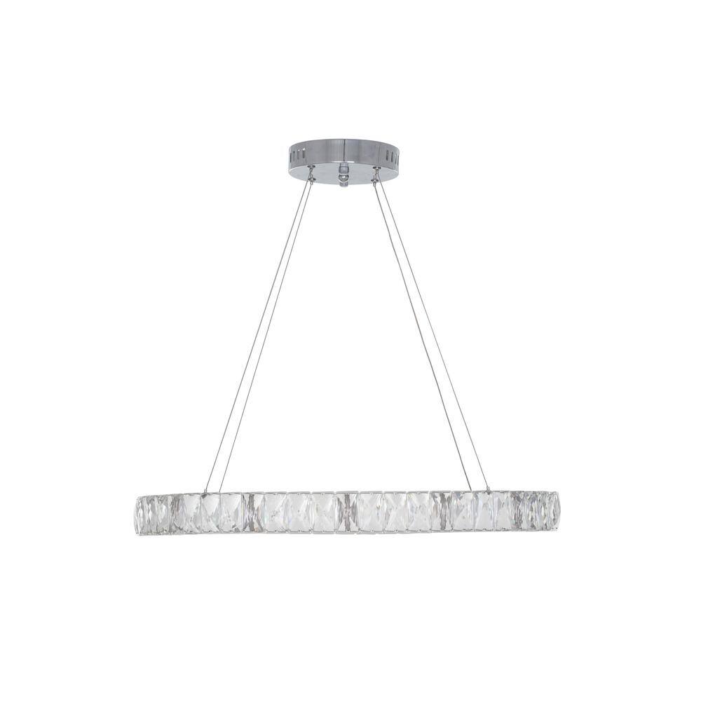 Home Decorators Collection 24 in. Chrome Integrated LED Pendant with Clear Crystals 20748-001