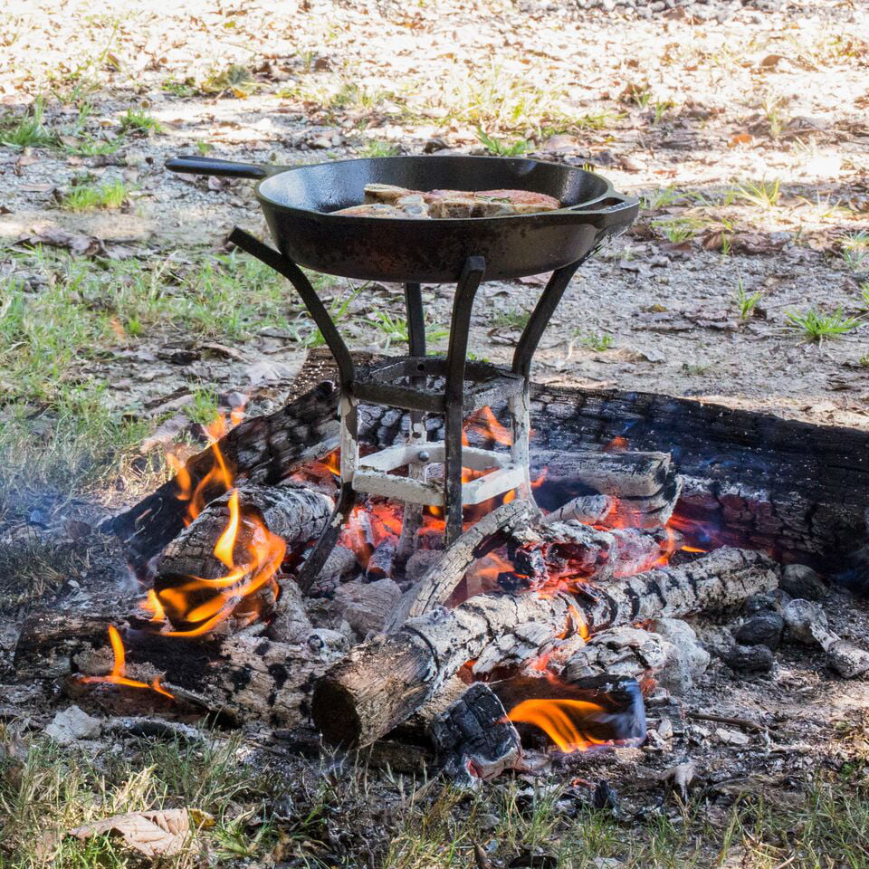 Lodge Fire and Cook Stand, A5-8 Rack, Holds Log Kindling & Most Sized Cookware, camp sites or fire pits