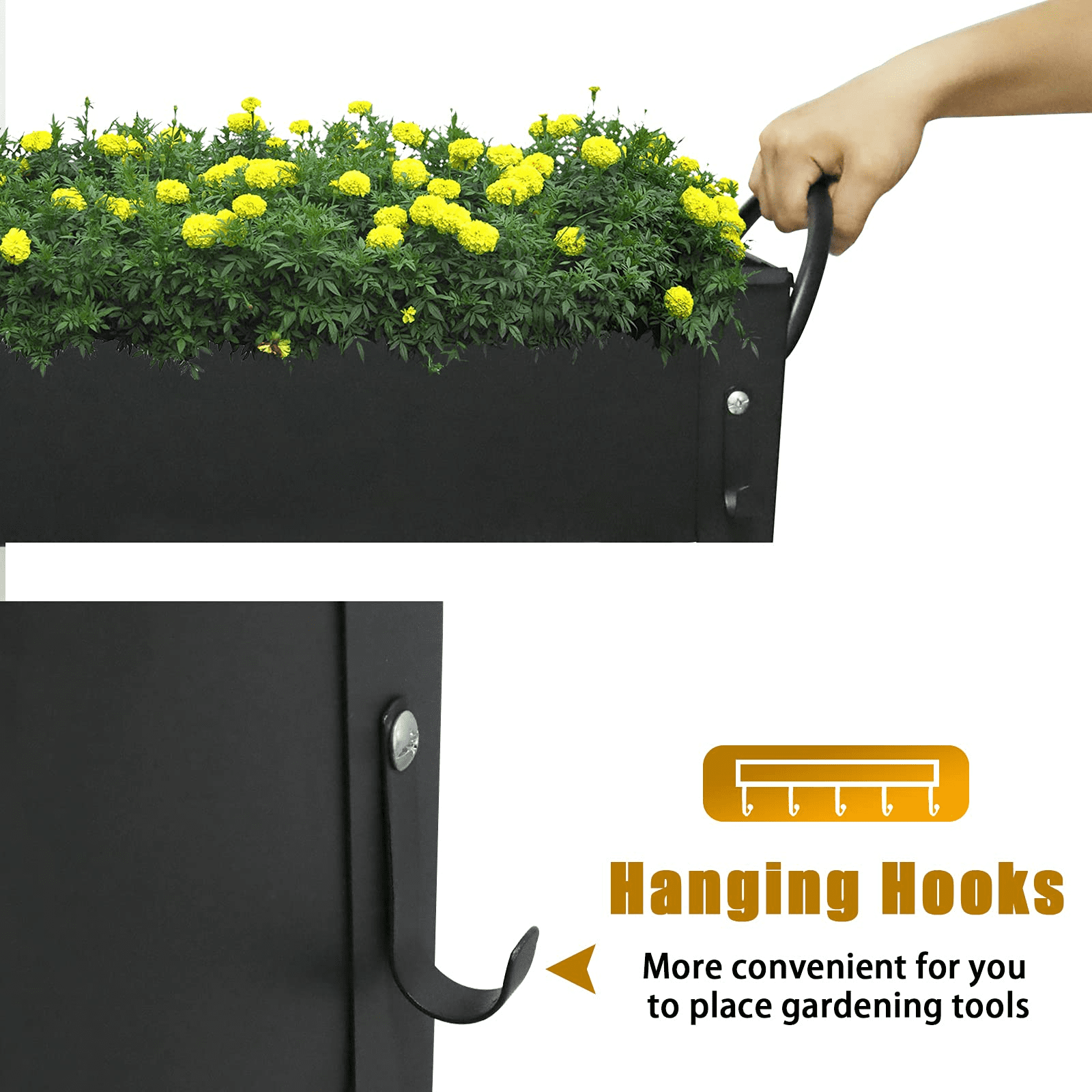 Planter Raised Beds with Legs Outdoor Elevated Garden Planter Box On Wheels for Vegetables Flower Herb Patio (23" L x 11" W x 18" H)