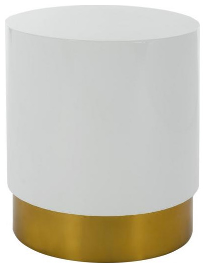 Paul Round Side Table White/Gold   Contemporary   Side Tables And End Tables   by Peachtree Fine Furniture  Houzz