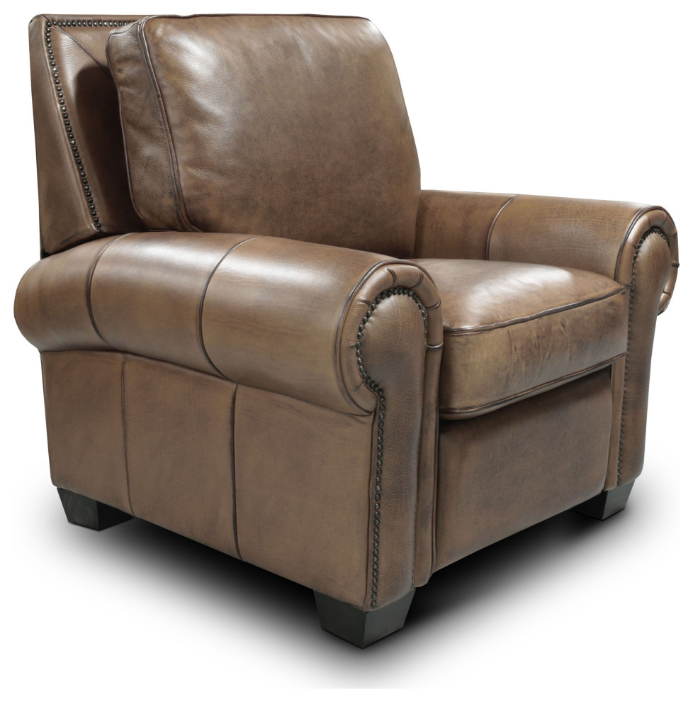 Valencia 100% Top Grain Hand Antiqued Leather Traditional Recliner   Transitional   Recliner Chairs   by Hello Sofa Home  Houzz