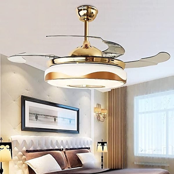 42 Inch Modern Ceiling Fan with 7 Colors Dimmable LED Lights， Bluetooth Music Player Remote Control Invisible Shopping - The Best Deals on Ceiling Fans | 41540850