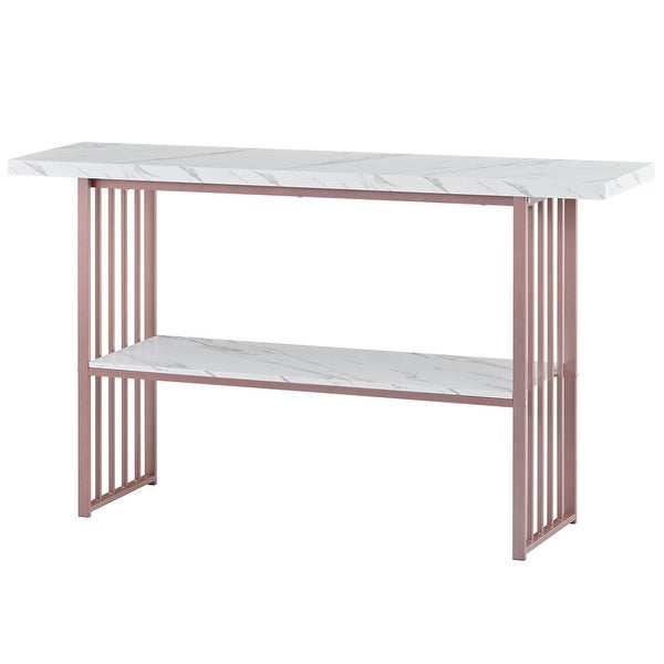 63'' Console Table with 2 Shelves， Extra Long Entryway Table with Metal Frame