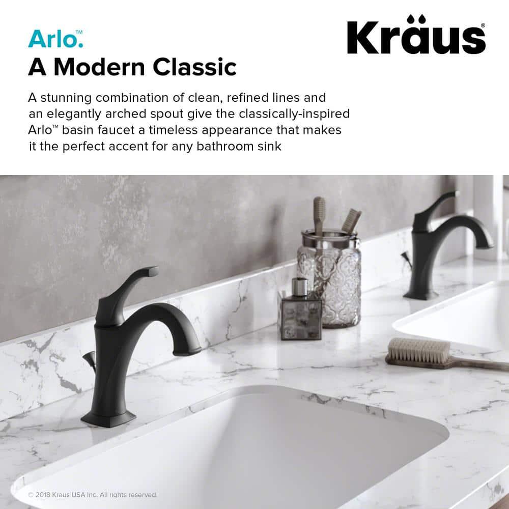 KRAUS Arlo Single Hole Single Handle Bathroom Faucet in Matte Black