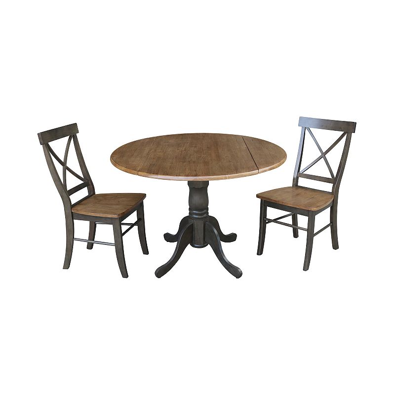 International Concepts Dual Drop Leaf Table with X-Back Chairs 3-pc. Dining Set