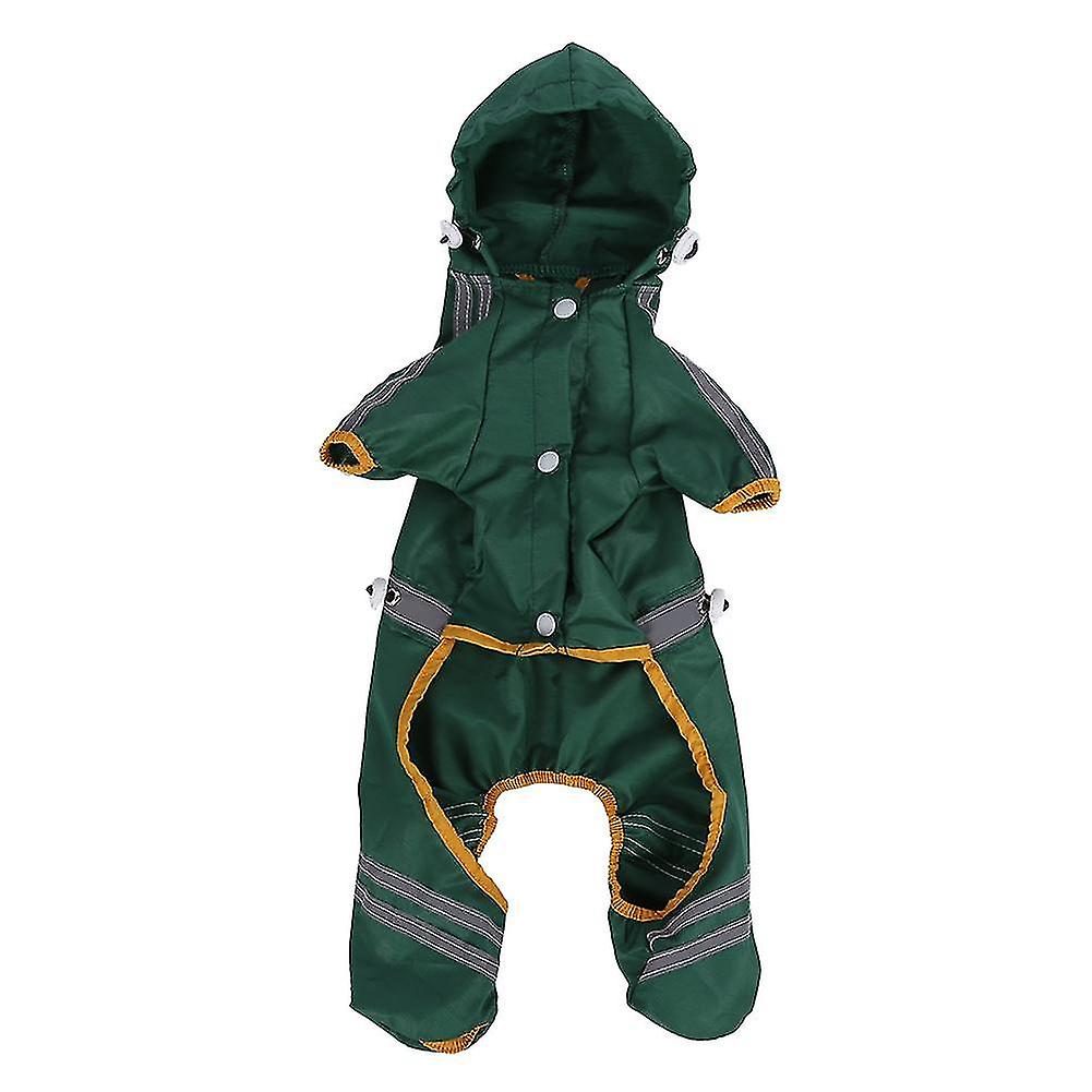 New Pet Raincoat Waterproof Jacket Dog Hood Rain Cover Outdoor Protection Clothes (Green M)