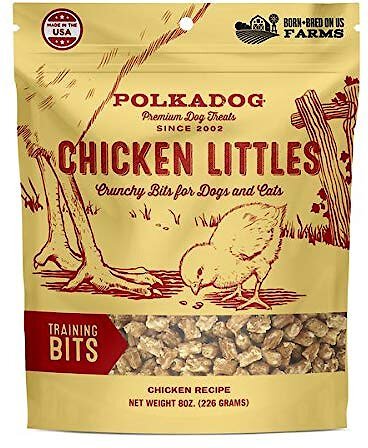 Polkadog Chicken Littles Training Bits Dehydrated Dog and Cat Treats， 8-oz bag