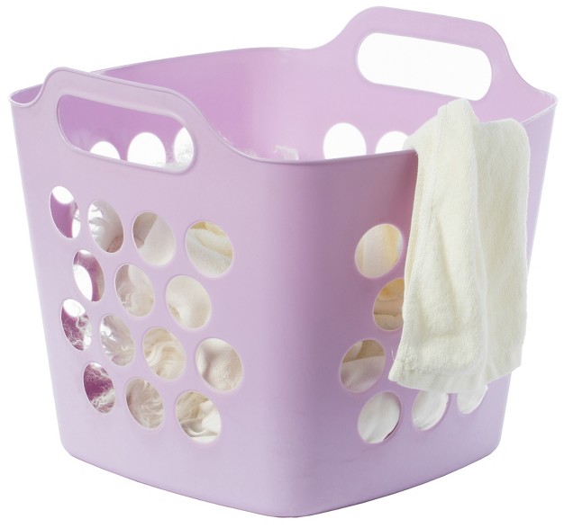 Basicwise Flexible Plastic Carry Laundry Basket Holder Square Storage Hamper With Side Handles