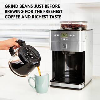 KENMORE Elite Grind and Brew black 12- Cup Coffee Maker with Burr Grinder Programmable Automatic Timer Brew KKECMGBSS