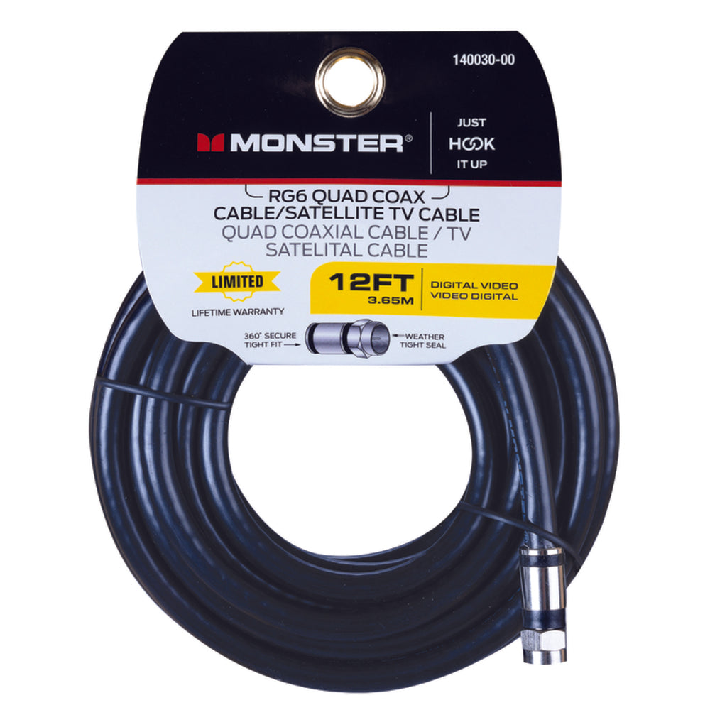 CABLE RG6 QUAD 12' BLACK