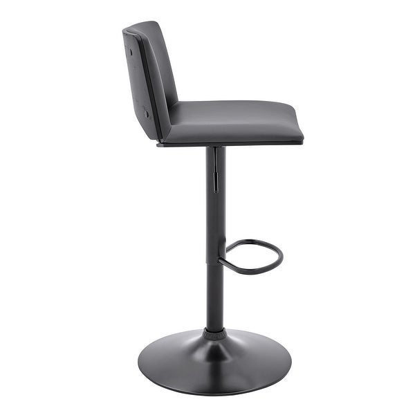 Thierry Adjustable Swivel Faux Leather and Metal Bar Stool