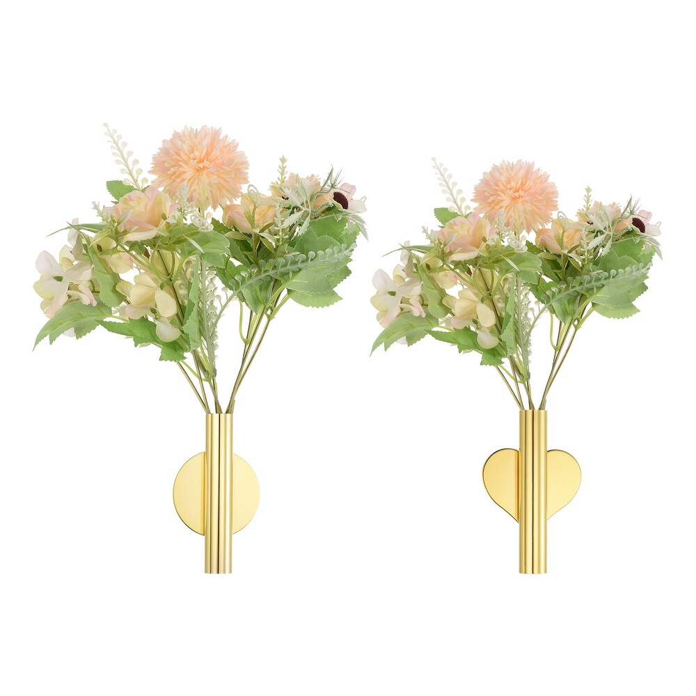 4Pcs/2Set Wall Flower Vase Tube Floral Tubes Wall Mounted Flower Tube