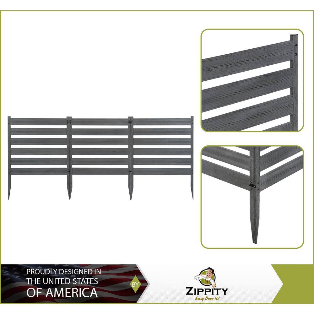 Zippity Outdoor Products Maui 2 ft. x 2 ft. No-Dig Charcoal Woodtek Vinyl Garden Fence Kit (3-Panels) ZP19066