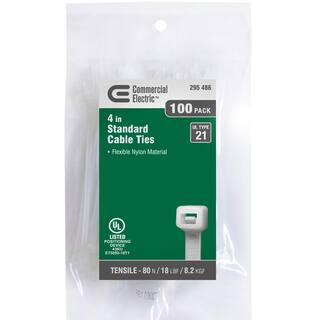 Commercial Electric 4 in. Cable Tie Natural (100-Pack) GT-100MC