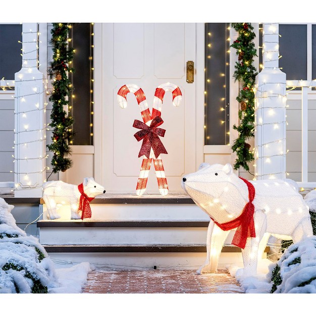 Joiedomi 3d Plush Polar Bears Led Yard Lights 2 Pcs Christmas Eve Outdoor Yard Garden Decorations Christmas Event Decoration