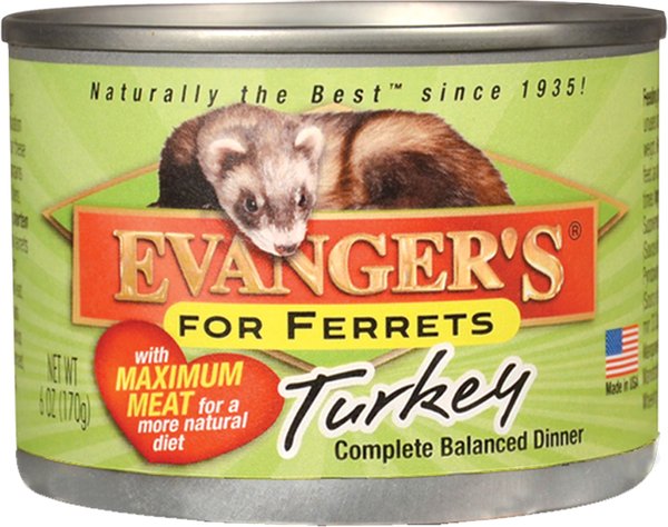 Evanger's Turkey Wet Ferret Food， 6-oz can， case of 12