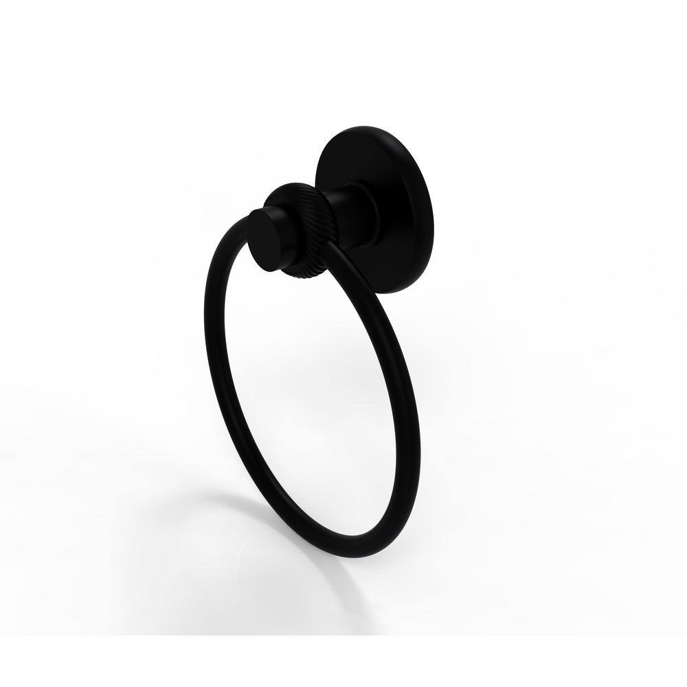 Allied Brass Mercury Collection Towel Ring with Twist Accent in Matte Black 916T-BKM