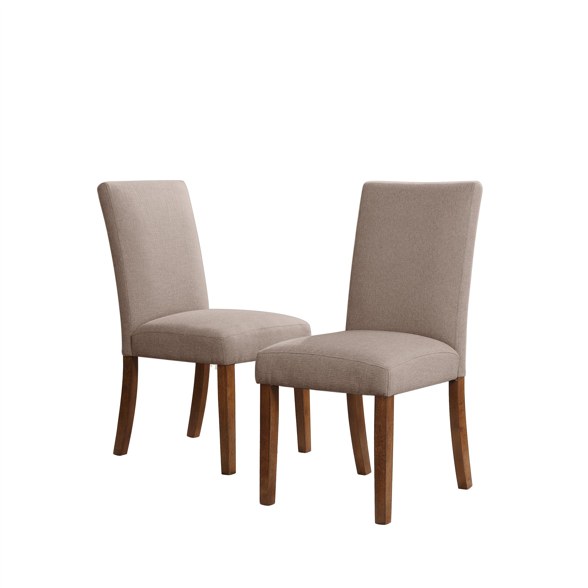 DHP Linen Upholstered Parsons Chairs, Set of 2, Taupe/Pine