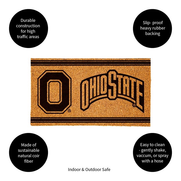 Evergreen Ohio State University Logo Turf Mat Brown 28 X 16 Inches Indoor Outdoor Doormat