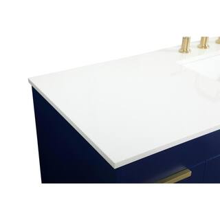 Timeless Home 22 in. W x 60 in. D x 33.5 in. H Bath Vanity in Blue with Ivory White Quartz Top TH97720MBL