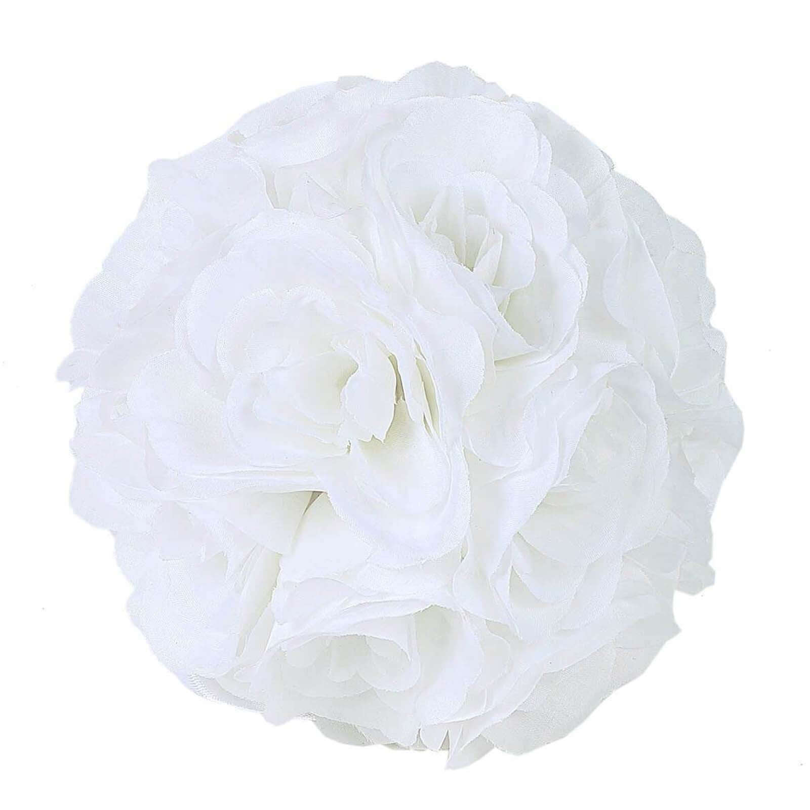 2 Pack White Artificial Silk Rose Kissing Ball, Faux Flower Ball 7