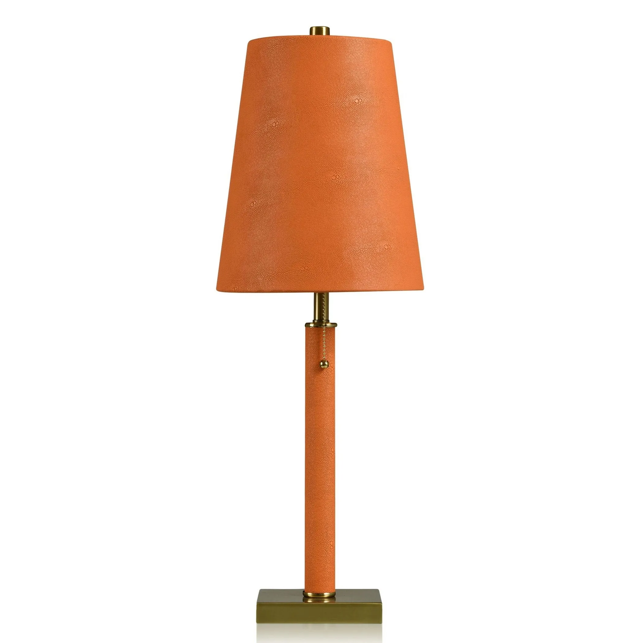 Dann Foley Lifestyle - Tall Table Lamp - Brushed Brass Finish - Orange Shagreen Shade