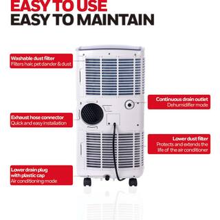 Honeywell 9100 BTU (ASHRAE)6100 BTU (SACC) Portable Air Conditioner in White and Blue MO08CESWB6