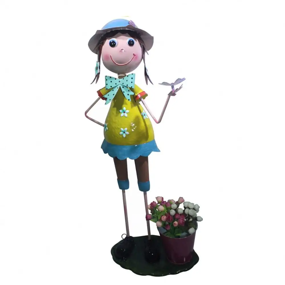 High Quality Metal Doll With Flowerpot