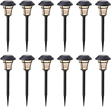 MAGGIFT 12 Pack Solar Pathway Lights Outdoor Solar Garden Lights for Patio， Yard， Driveway