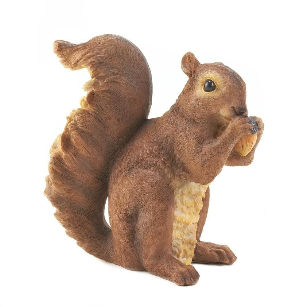 Set of 2 Nibbling Squirrel Garden Statues