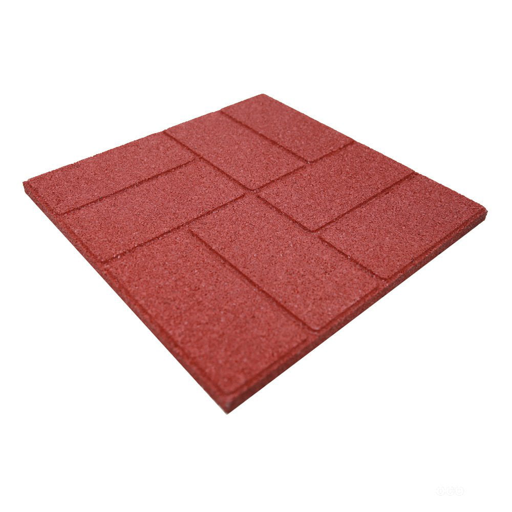 RevTime Dual-Side Garden Rubber Paver 16"x16" for Patio Paver, Step Stone and Walk Way, Safety Rubber Tile Red (Pack of 6) Flooring Materials