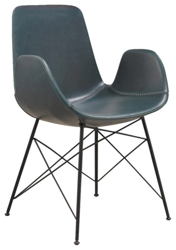 Angeleta Dining Chair With Blue Double Pu Shell And Black Steel Base.   Midcentury   Dining Chairs   by Peachtree Fine Furniture  Houzz