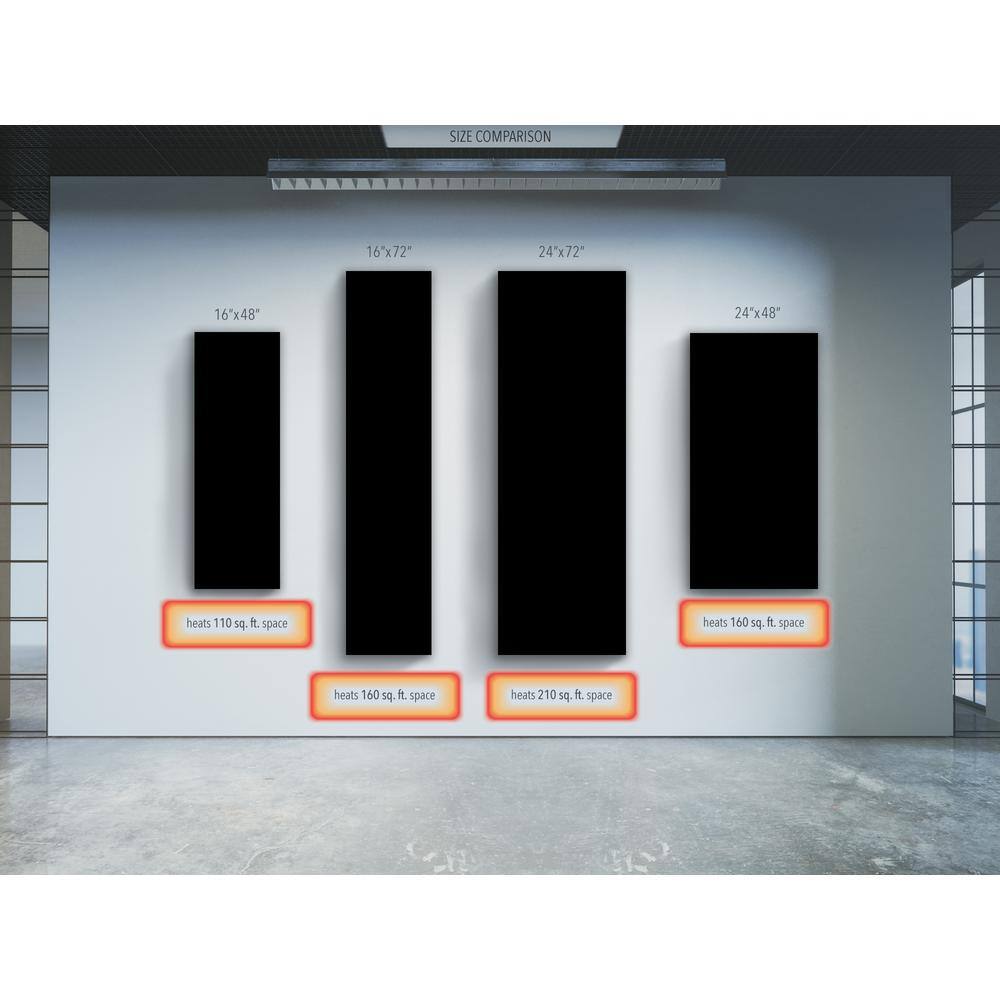 Heat Storm Glass Heater 16 in. x 48 in. 500-Watt Black Radiant Wall Hanging Heat Panel HS-1648-V99