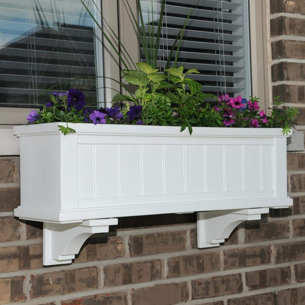 Mayne Cape Cod 36 in. x 11 in. Self-Watering White Polyethylene Window Box 4840-W