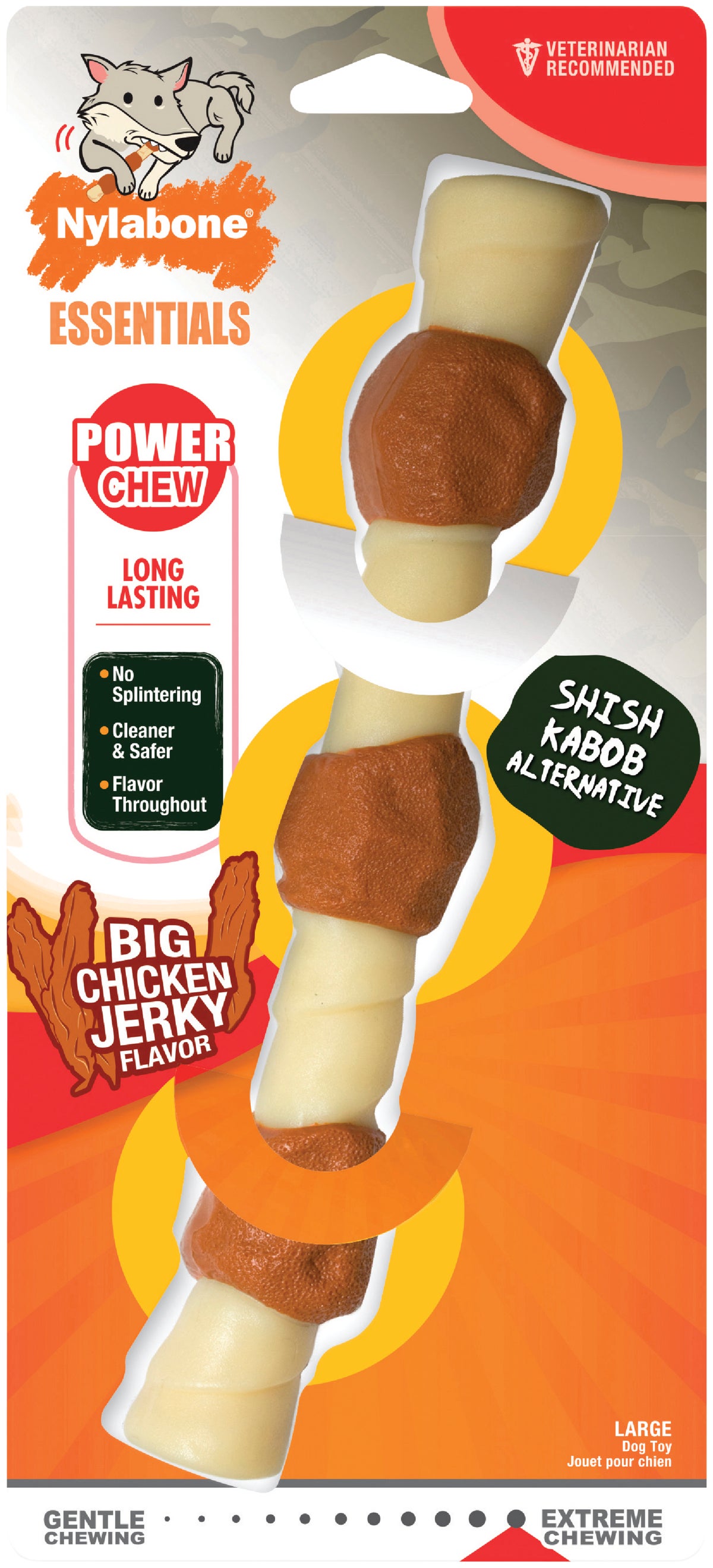 Nylabone Essentials Power Chew Shish Kabob Dog Toy Large Whiteamp Brown