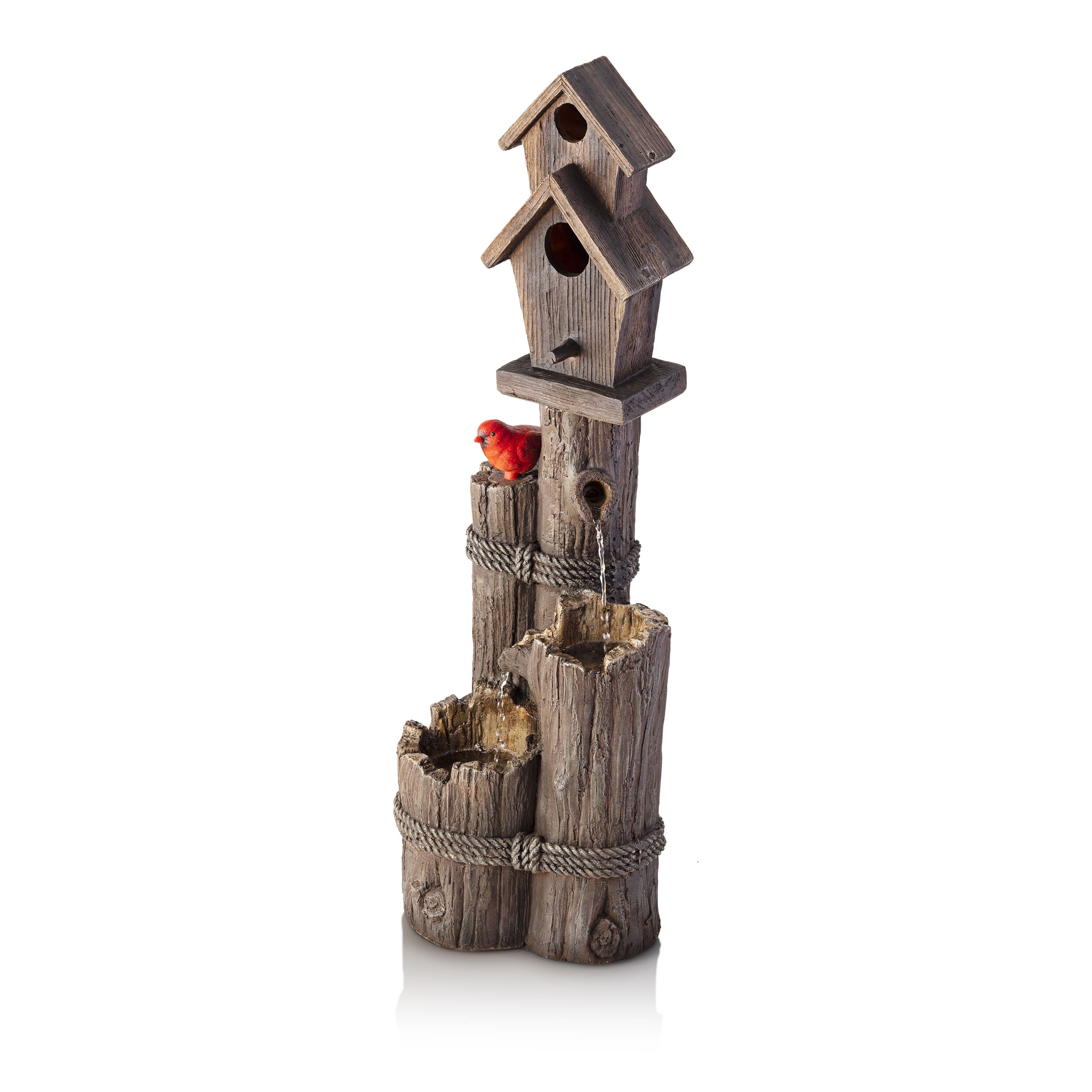 Alpine Corporation 35-Inch Fountain and Birdhouse with Cardinal Figurine