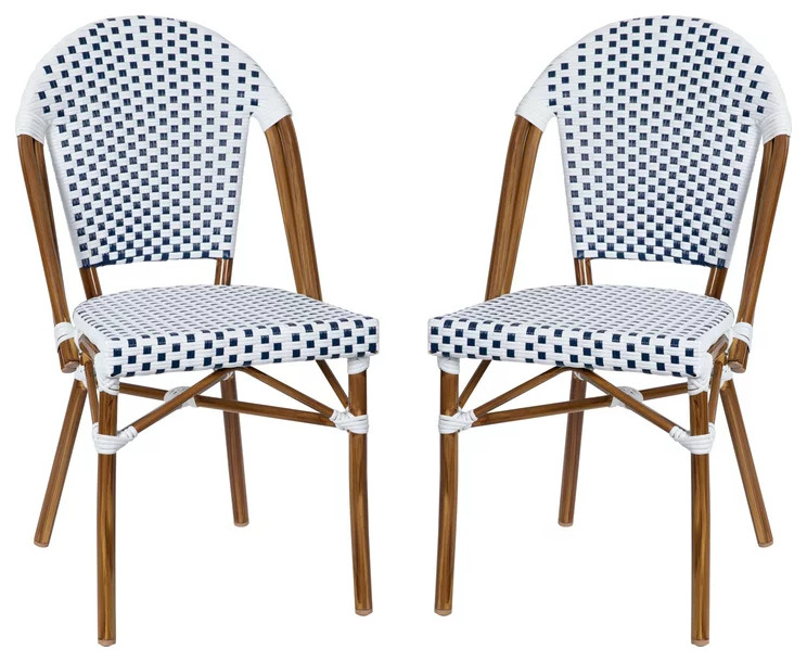 Set of 2 Indoor Outdoor Dining Chair  Woven Rattan Seat  ampBack   Tropical   Outdoor Dining Chairs   by Decorn  Houzz