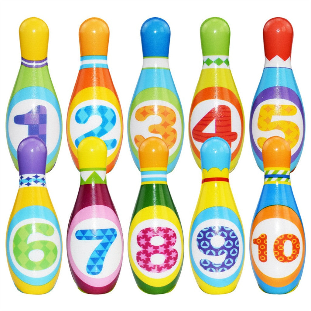 Sehao Fidget Toys Bowling Set Toy 10 Colorful Soft Foam Bowling Pins 2 Ball Indoor Toys Toss PU