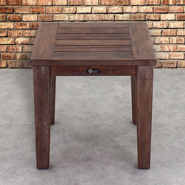 Courtyard Casual Bridgeport II SQ End Table Stained Eucalyptus Wood Knock Down Packing