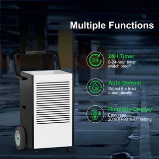 Runesay 225 pt. 8000 sq.ft. Industrial Commercial Dehumidifier in. Blacks with Handles and Wheels for Large Space DHOX90L7134