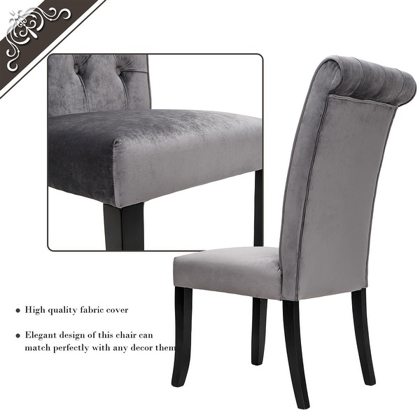 Velvet Dining Tufted Armless Upholstered Accent Chair Set of 2