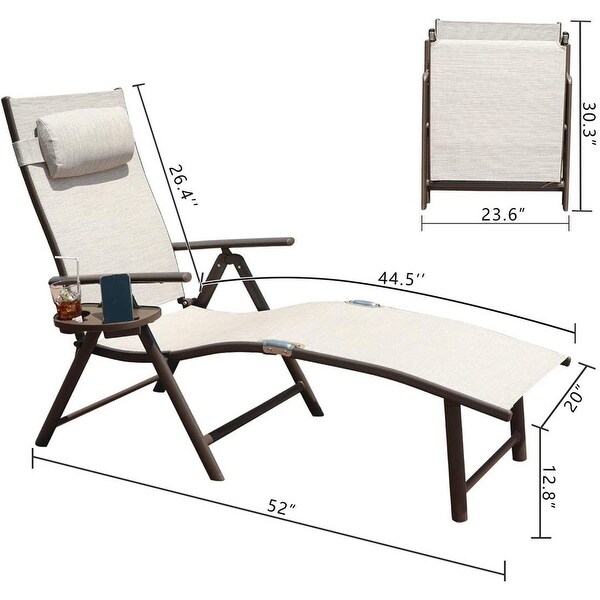 2-PC Chaise Lounge Outdoor Folding Reclining Adjustable Patio Chair