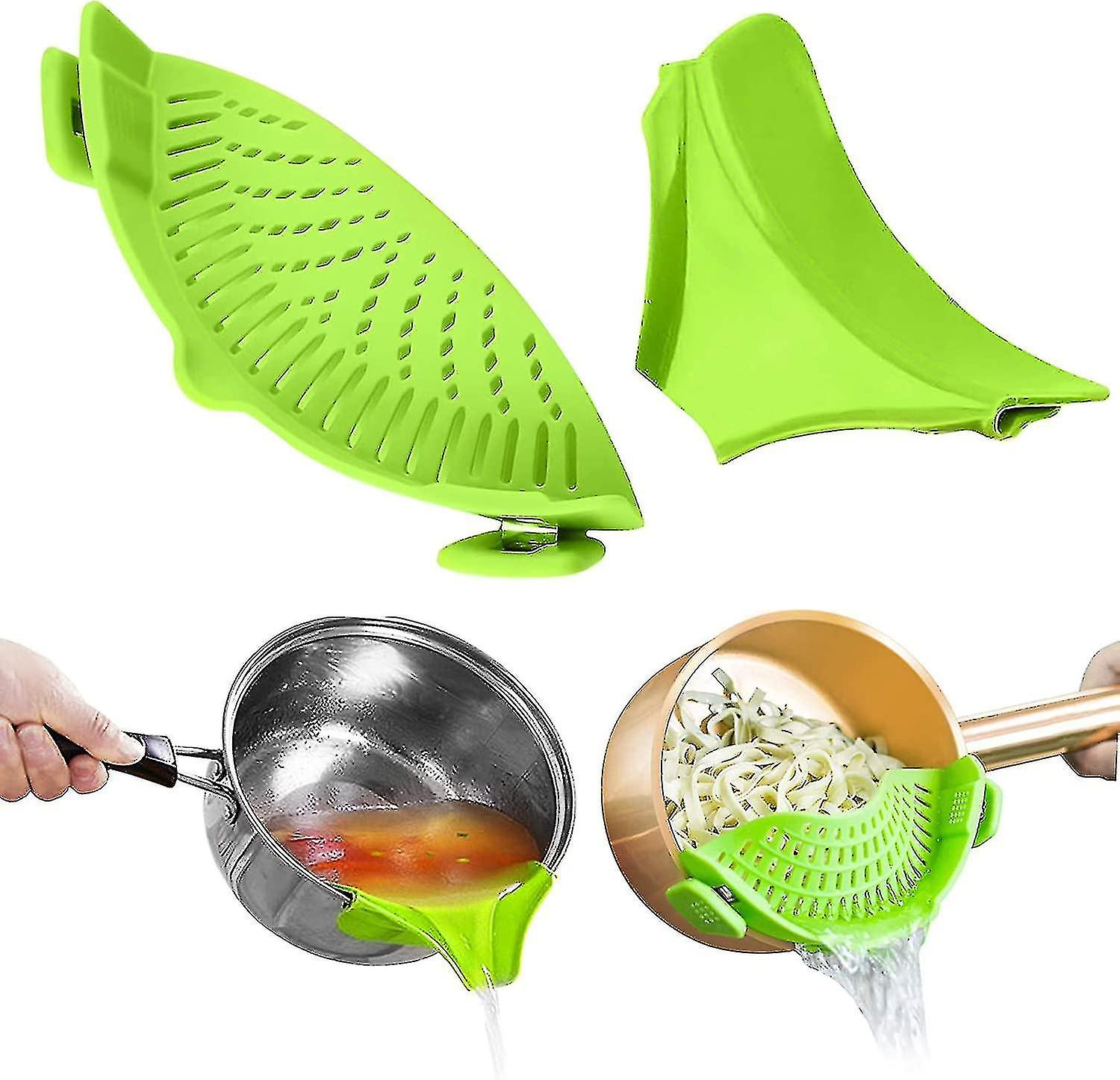 Strain Pan Strainer， Clip On Silicone Strainer With Slip-on Bowl Pour