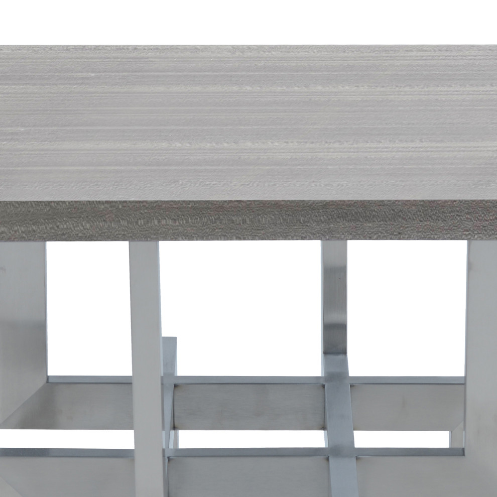 Illusion Gray Wood End Table with Brushed Stainless Steel Base   Contemporary   Side Tables And End Tables   by HedgeApple  Houzz