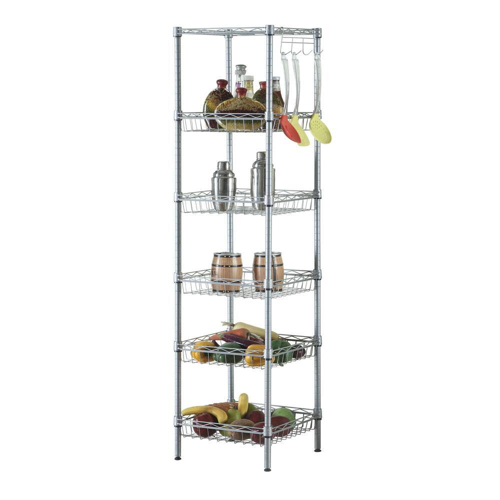 Karl home Modern Silver Wire Shelf (13.39 in. W x 13.39 in. D) 302589548042