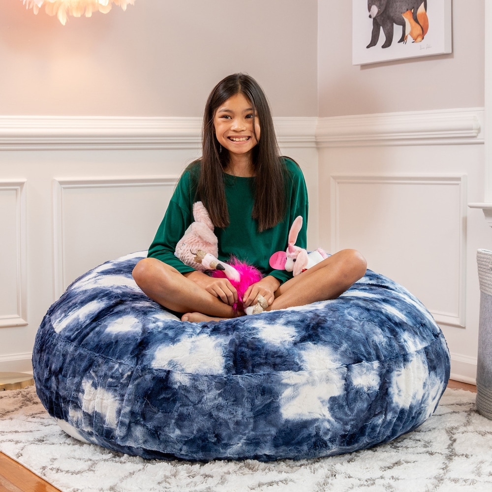 Jaxx Cocoon 4 Foot Kids Bean Bag Chair and Crash Pad   Faux Fur