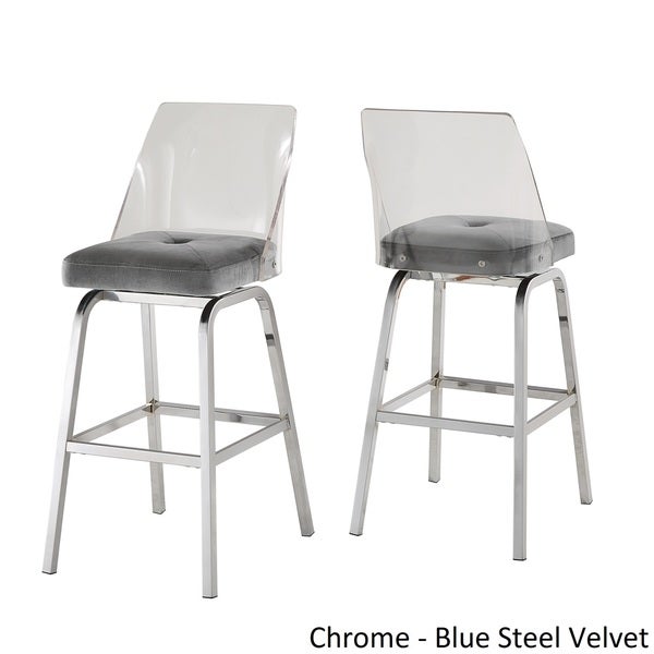 Lennox Velvet Bar Height Swivel Stools (Set of 2) by iNSPIRE Q Bold